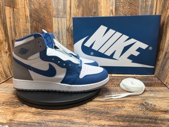NEW Nike Air Jordan 1 Retro High GS True Blue Cement Grey US Size 7 Youth 9 W