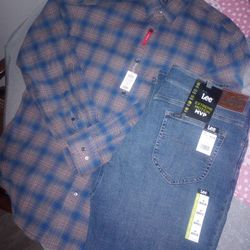 Lee Denim Men Pants 40x33 + XL Cowboy Shirt Banana Republic