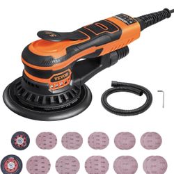 VEVOR Random Orbital Sander 6'' Palm Sander 10000 PRM 10 PCS Sandpapers 6 Speeds