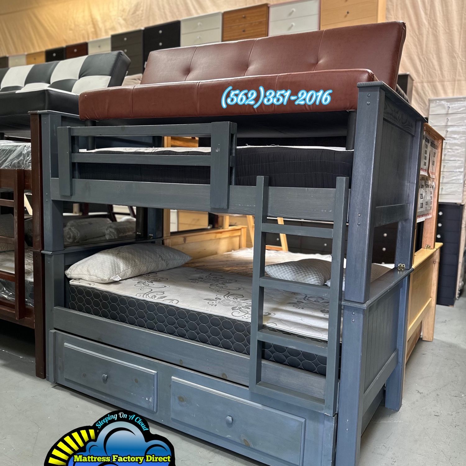 Triple Twin Bunk Bed With Mattresses Included New 