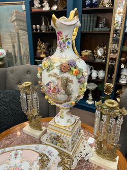 Antique Dresden Floral Porcelain Ewer