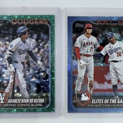 2024 Topps Shohei Ohtani Green Crackle Foilboard /499 & Blue Foil /999 (2) Cards