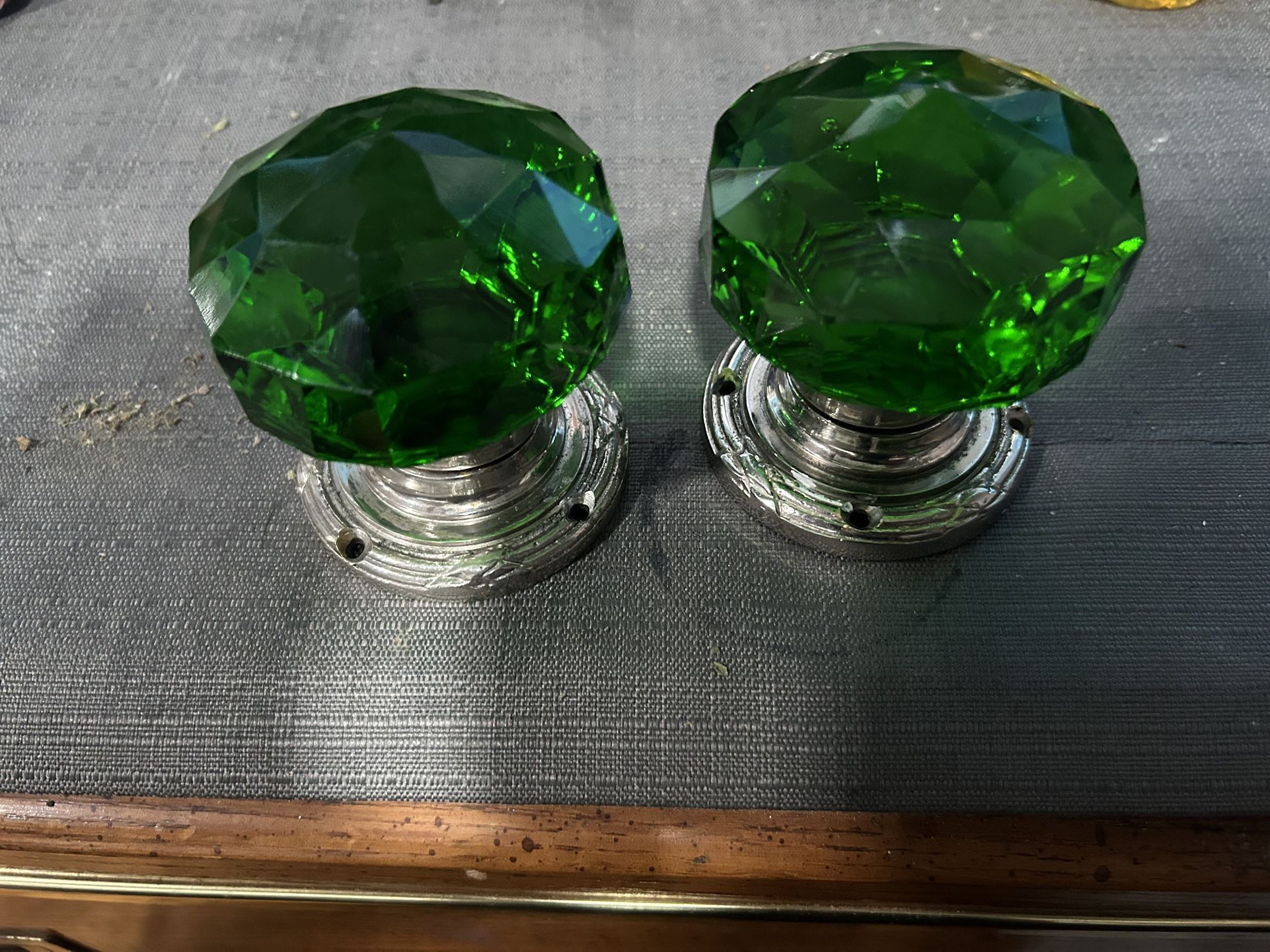 Vintage Green Glass Door Knob