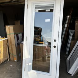 30 X 80 Exterior Door Full Light With Blinds Right Hand In Swing