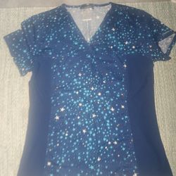 Midnight Star Ladies Cherokee S SCRUB tech Top EUC