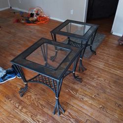 Two Glass End Tables