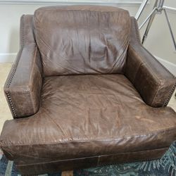 2 Oversized Leather Chairs