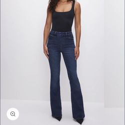 Good American-Power Stretch Pull-on Flare Jeans-Size Large