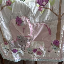 Pink Elephant Quilted Baby Blanket