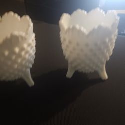 Pair Of Fenton Milk Glass