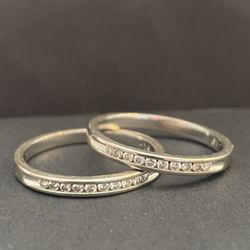 Two 14k WHITE GOLD Wedding Rings