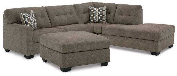 Mahoney Chocolate 2-Piece Sleeper Sectional and Ottoman (Online Special Price)