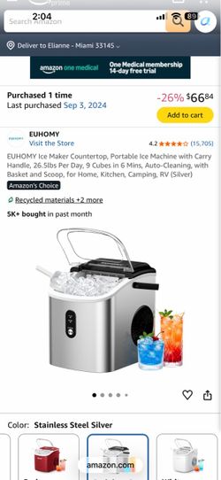 EUHOMY Portable Countertop Ice Maker Machine