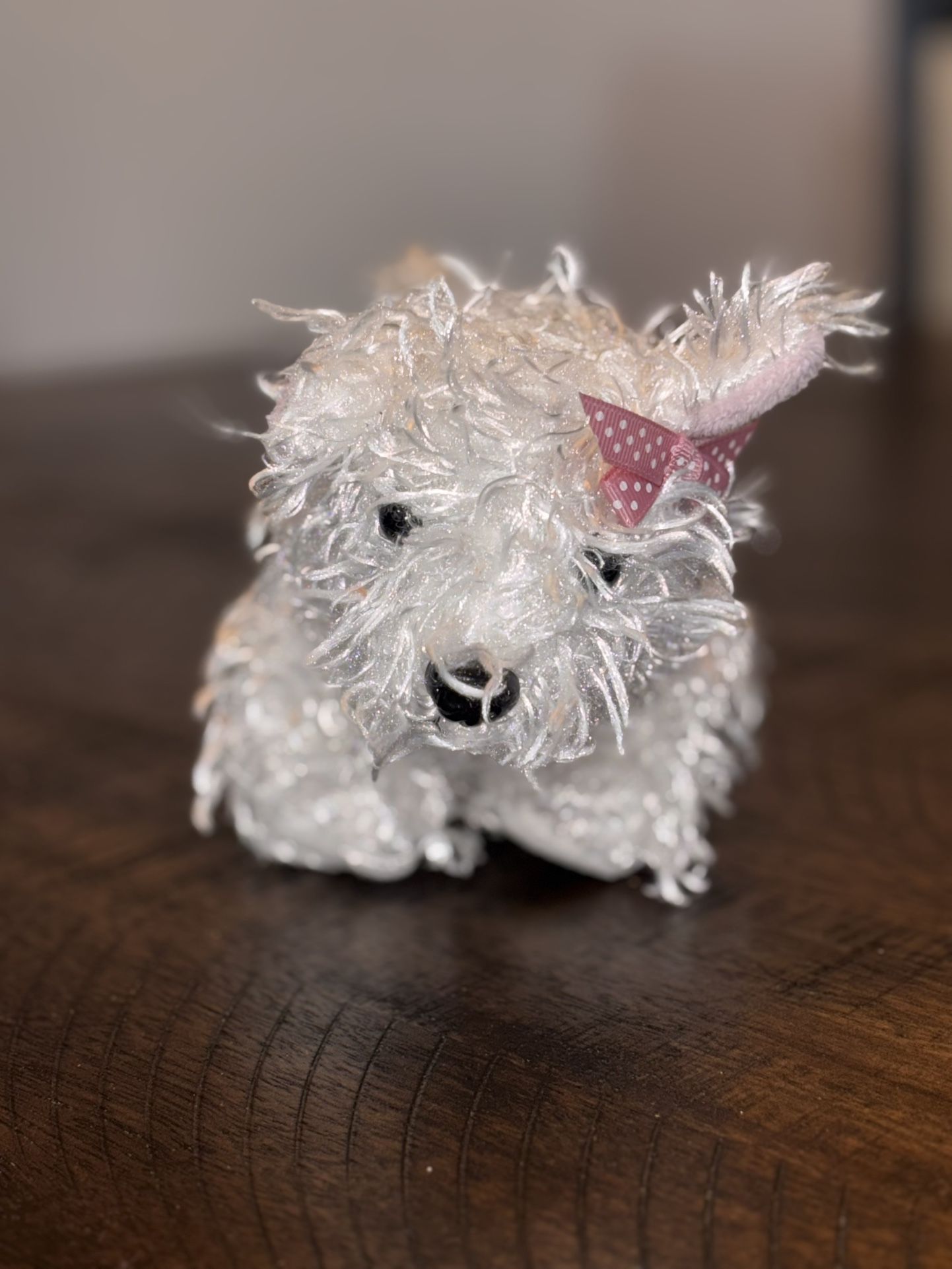 Ganz Webkinz White Terrier Dog Puppy Pink Bow Plush Stuffed Animal Toy Used