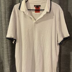 Vintage XXL White Michael Kors Doted Collared Shirt 