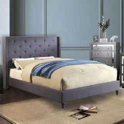 Brand New Blue Platform Bed with Nail head design