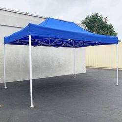 $145 (New in Box) Heavy-duty 10x15 ft outdoor ez pop up canopy party tent instant shades w/ carry bag (white, blue)