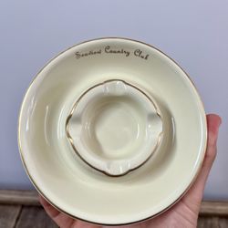 1960's Seaview Country Club Ashtray - Vintage 5 1/2" White And Gold Porcelain Ashtray