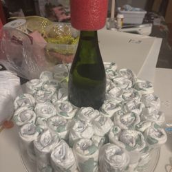 Champagne/apple cider Diaper cake 