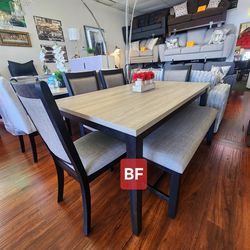 Dining set 6 pc Black and Light Grey finish. New Especial price
