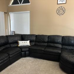Black Leather Sectional