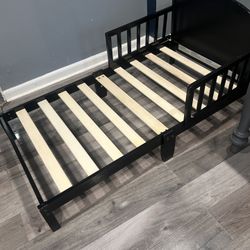 Black Toddler Bed W/ mattress 