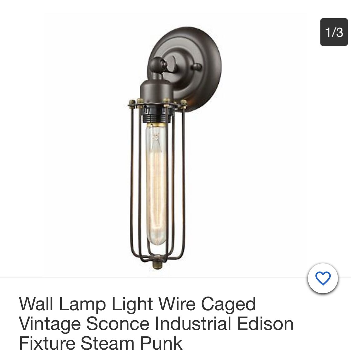 Westmenlights wall lamp light wire caged vintage sconce industrial Edison fixture steam punk - brand new