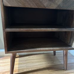 MCM bedside table stone top solid piece