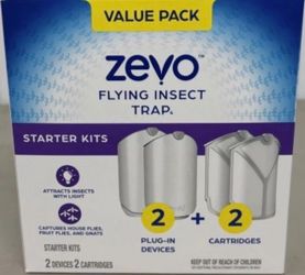 Zevo Flying Insect Trap (2 Plug-in Bases + 2 Cartridges) Featuring Blue UV Light