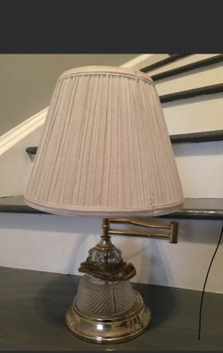 Vintage Brass Swing Arm Piano Lamp with Fabric Shade