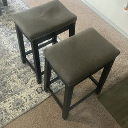 2 Dark Grey Cushioned Bar Stools