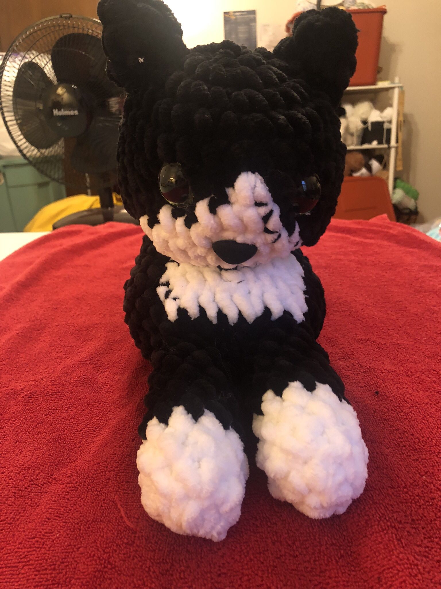 Large Crochet Kitty Black & White