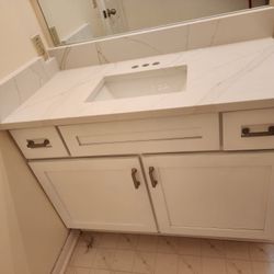 Bathroom cabinets with quartz countertops
