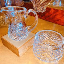 WATERFORD ORIGINAL IRISH CUT CRYSTAL Retired SUGAR & CREAMER HALLMARKED EACH PIECE STYLE “ ALANA” Mint Condition!