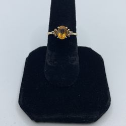 14k Gold Diamond Citrine Ring 