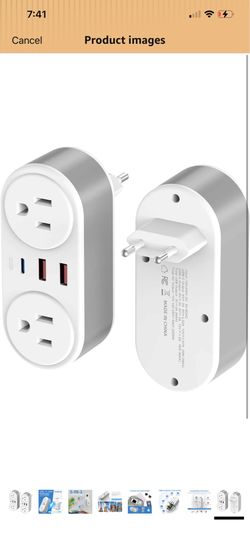 2 Pack European Travel Plug Adapter,