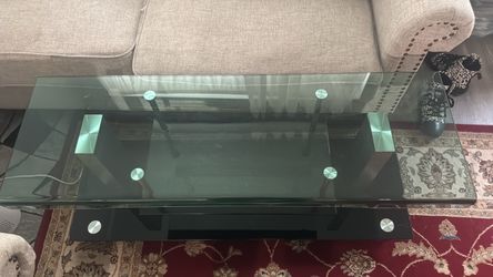 Glass Coffee Table with Lower Shelf