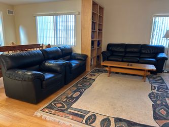 3 PC Leather Sofa Set with pullout bed
