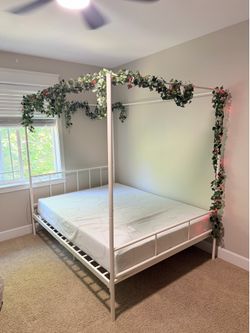 Full Size White Canopy Bed
