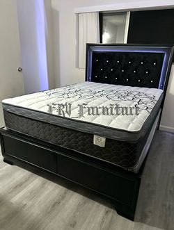 New queen bed frame with mattress