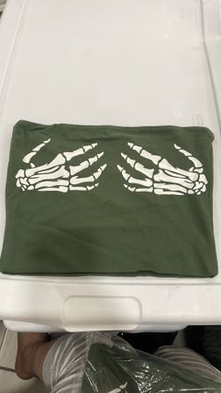 Green Tube Top With Skeleton Hands