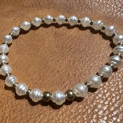 Imitation Pearl And Round Gold Beaded Bracelet Fashion Jewelry 