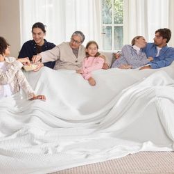 Bedsure Cotton Waffle Weave Blanket King Bed Couch 120x94 White Cooling