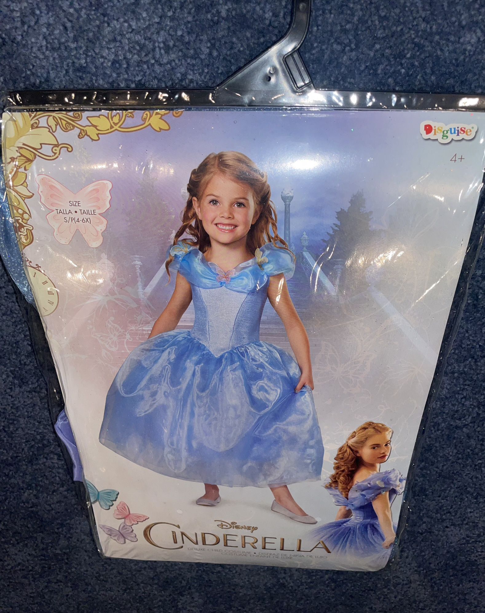 New Disney Cinderella Deluxe Girl’s Glittery Dress Halloween Costume 4-6X