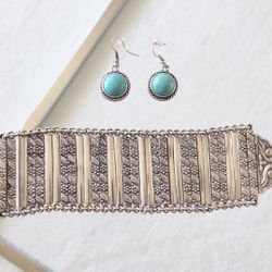 Silver Bracelet& Earings 