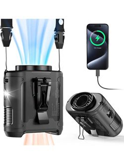 NEW Portable Waist Belt Fan Cooling Clip On 1000maH w/Flashlight