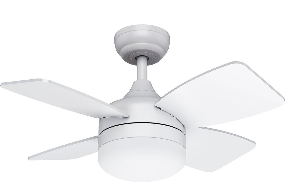 wurzee Ceiling Fan with Lights 30 Inch, Small Ceiling Fan with Remote Control, Timing, Dimmable, 4 Blades, White Modern Mini Ceiling Fan for Bedroom,