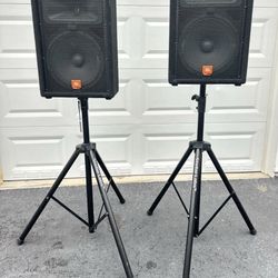 JBL Soundfactor SF12M Black Speakers (Pair) and Stands 