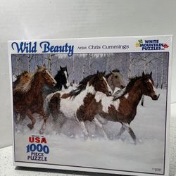 Wild Beauty by Chris Cummings Horses in Winter White Mountain Jigsaw Puzzle 1000