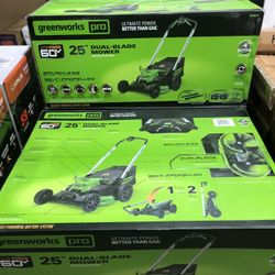 Greenworks 60v 25in Cordless Lawn Mower with Dual Port Rapid Charger